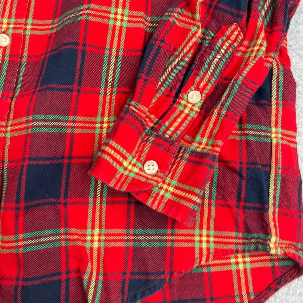 Ralph Lauren Shirt Youth XL Red Blue Tartan Plaid Pony Long Sleeve